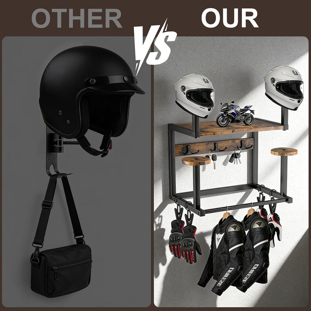 Motorcycle Helmet Holder Wall Mount, 4-Helmet Capacity Rack Accessories