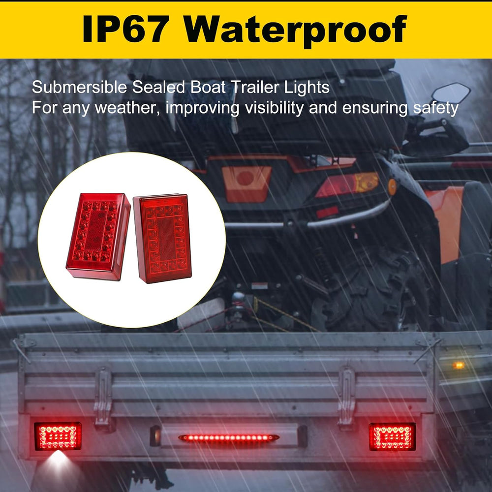 6" Boat Trailer Lights Kit, Submersible LED Trailer Light Rectangle
