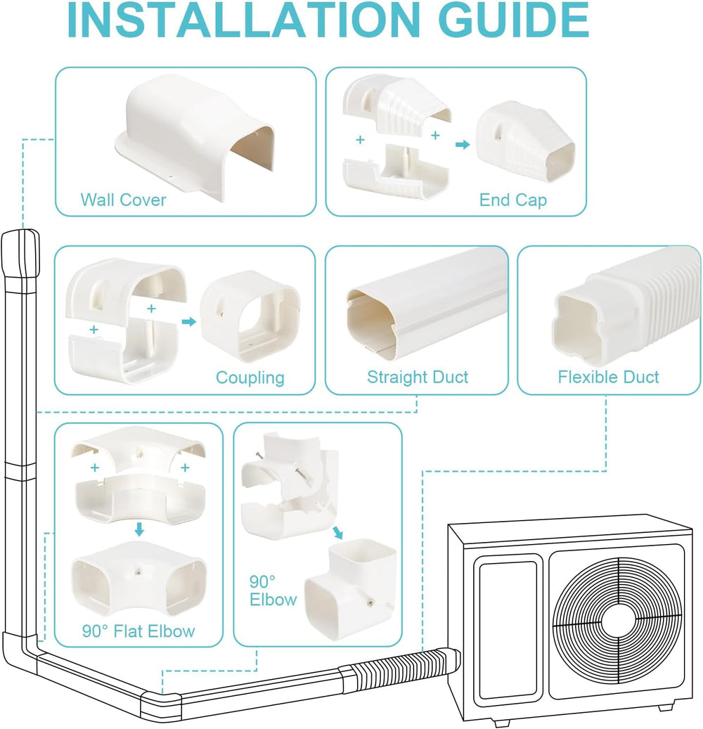 Mini Split Line Set Covers, 3" 20 ft AC Line Hide Kits for Indoor/Outdoor