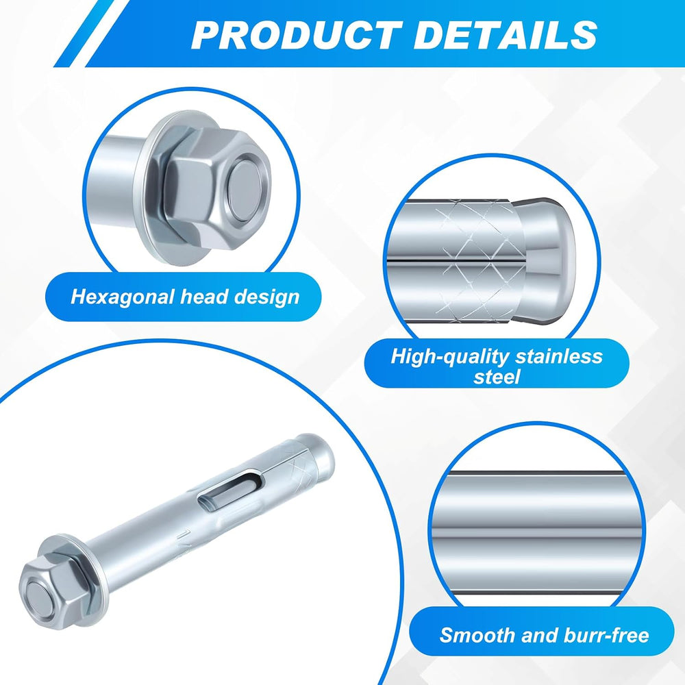 20 Pack 1/2 x 3-inch Sleeve Anchors for Concrete