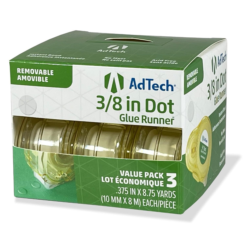 AdTech Removable Adhesive Dots Glue Runner, Clear .375" - 3 Count (Pack ...