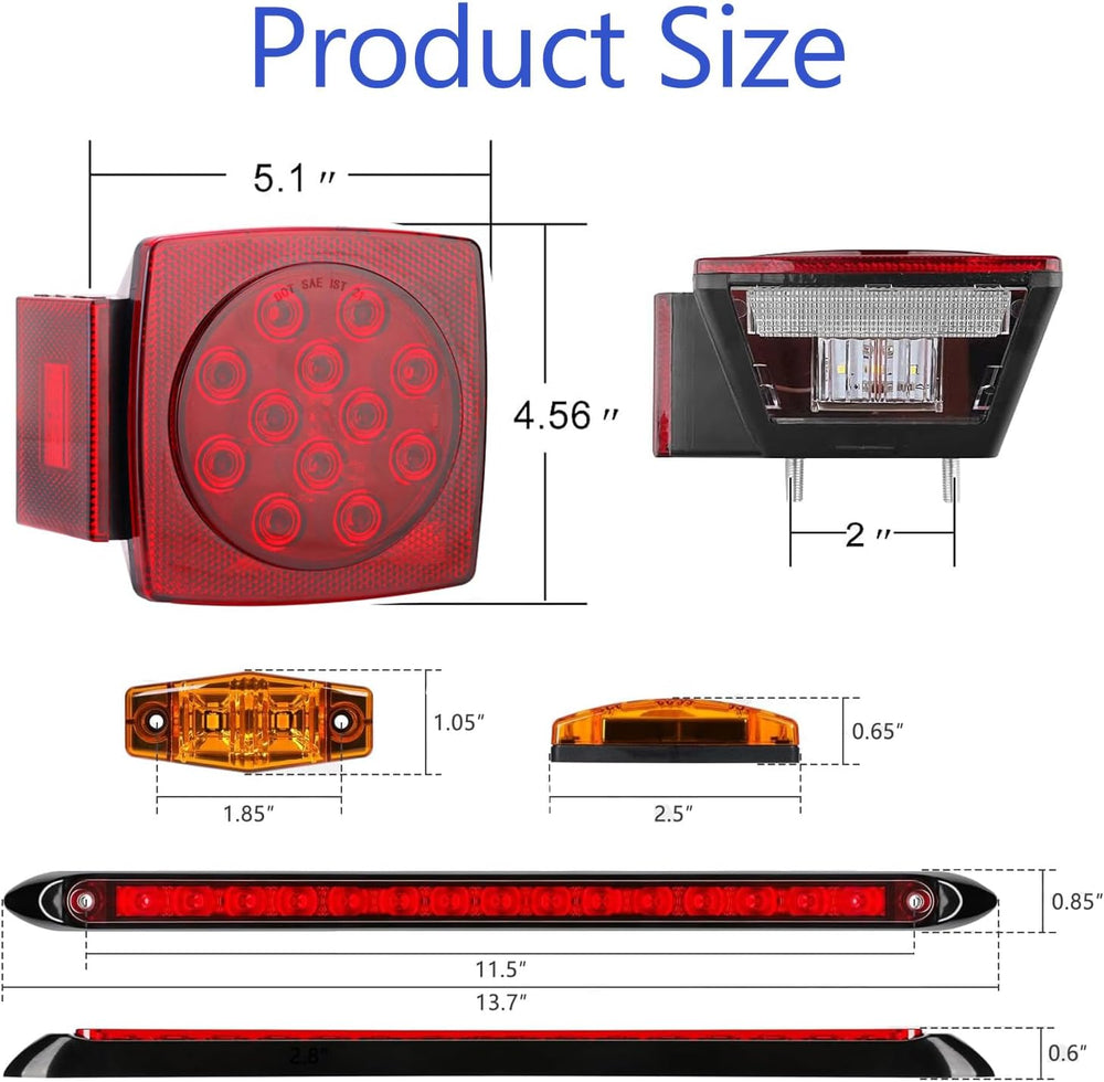 LIMICAR Boat Trailer Lights Kit Submersible 15-LED Brake IP67