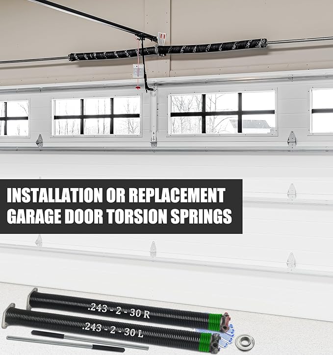 Garage Door Torsion Spring Set, Pair of 2" Electrophoresis Coated Garage...