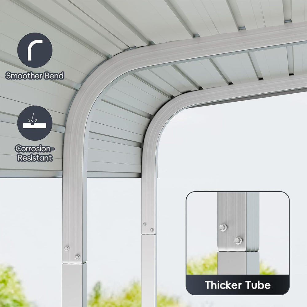 12x20 FT Heavy Duty Metal Carport Kits with Galvanized Steel Roof and Frame, ...