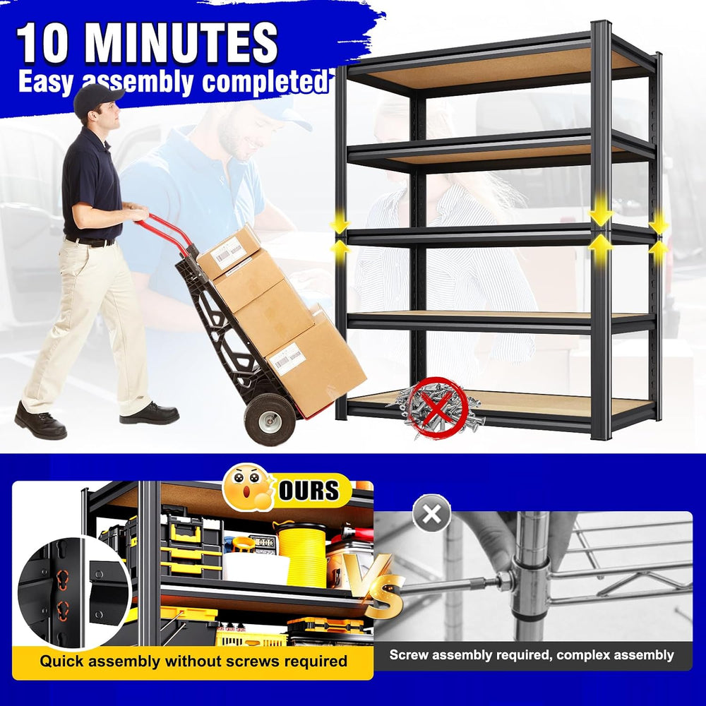 71"H-32"W-14"DGarage Shelving-5 Tier Garage Storage Shelves,Ad...