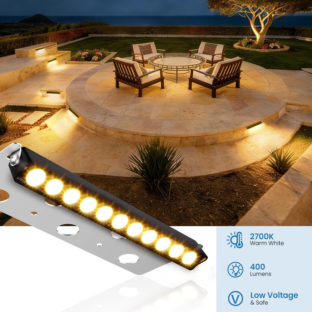Low Voltage Retaining Wall Lights Kit, 3W 2700K Step Lights, 12 Pack