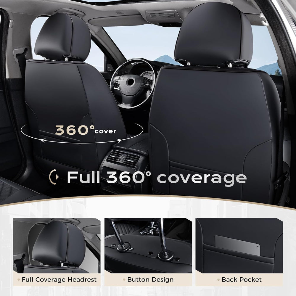 Coverado Car Seat Covers Full Set, Nappa Leather Seat Covers for Cars, Car Se...
