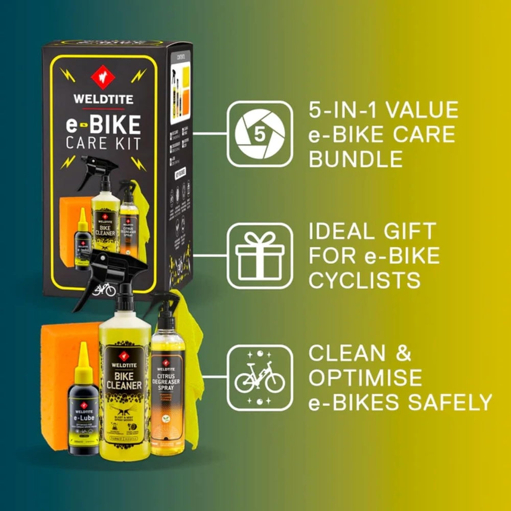 WELDTITE e-Bike Care Kit, Cleaner, e-Lube, Degreaser, Sponge & Cloth