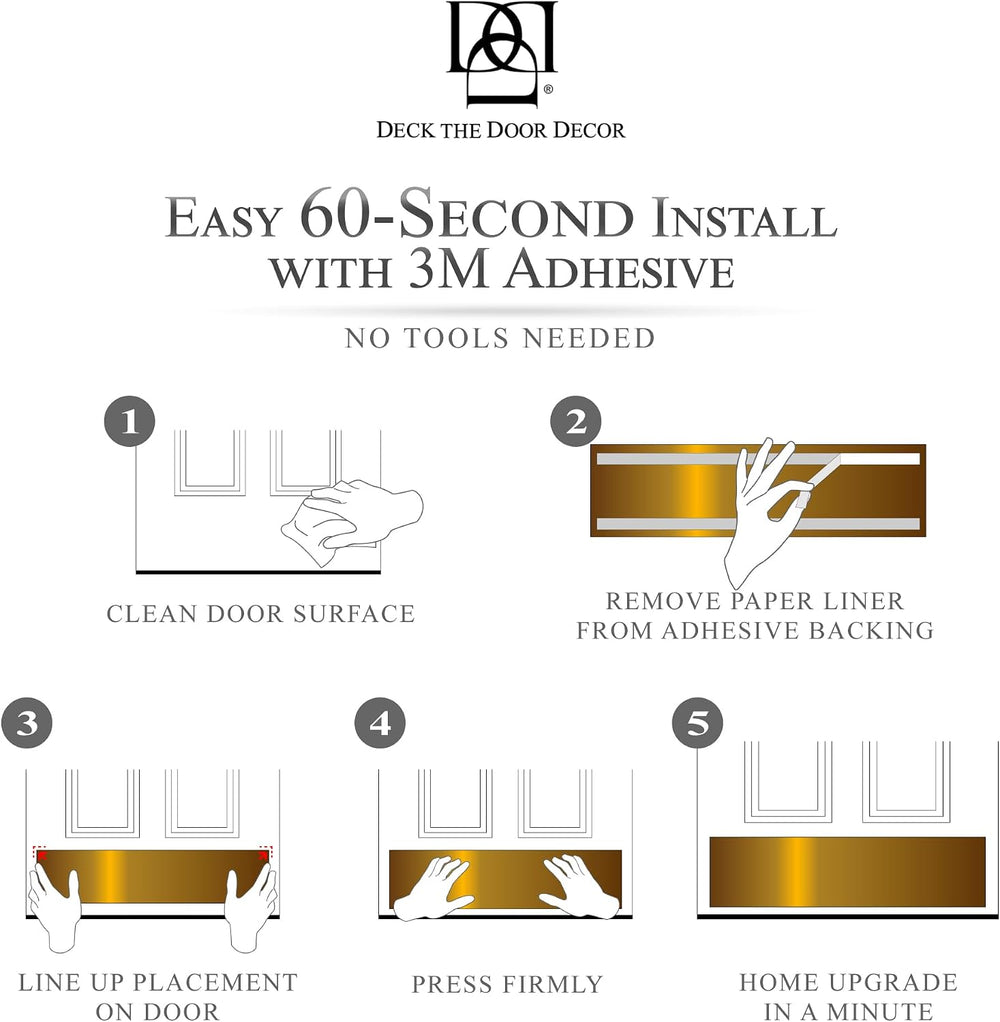 Door Kick Plate, 6x30 in, Shiny Brass, Adhesive Kwik Mount