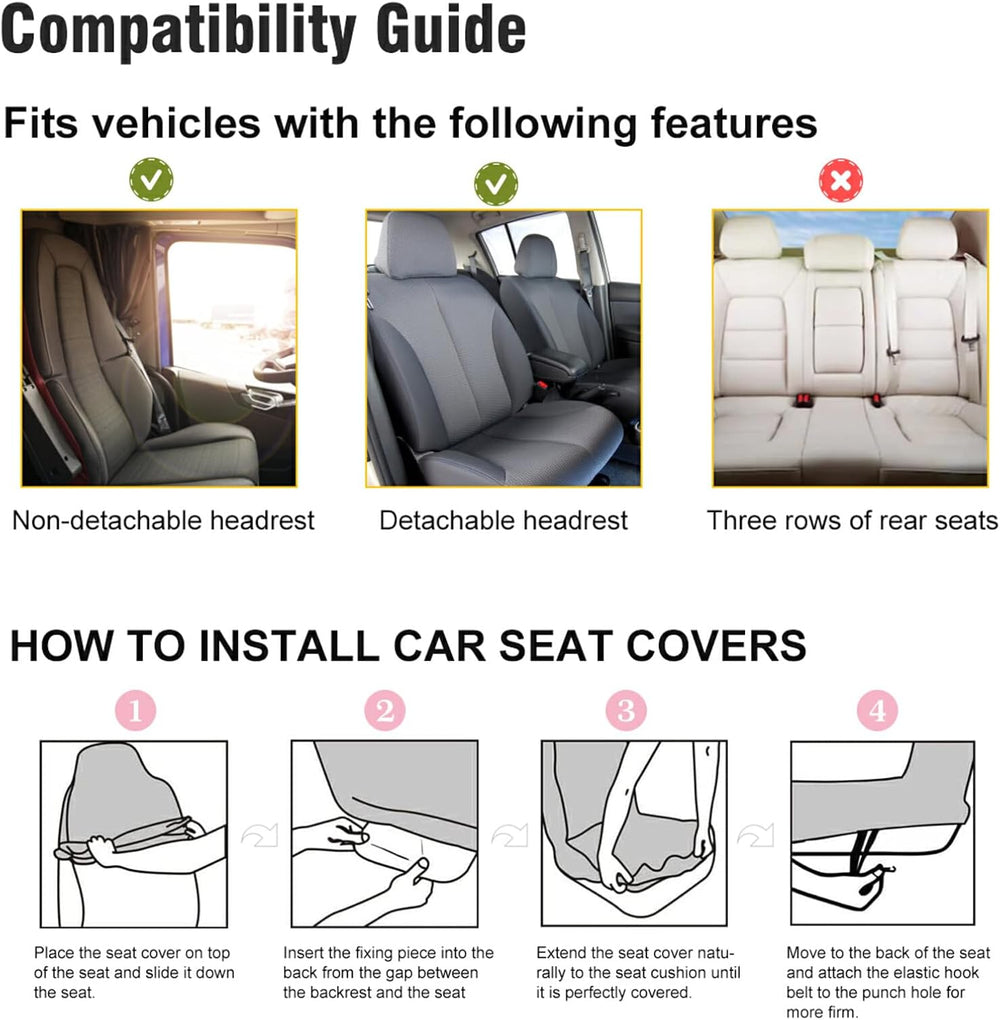 ALAZA Vintage Wildflowers Leaves Car Seat Cover, Front Auto Seat Covers Bucke...