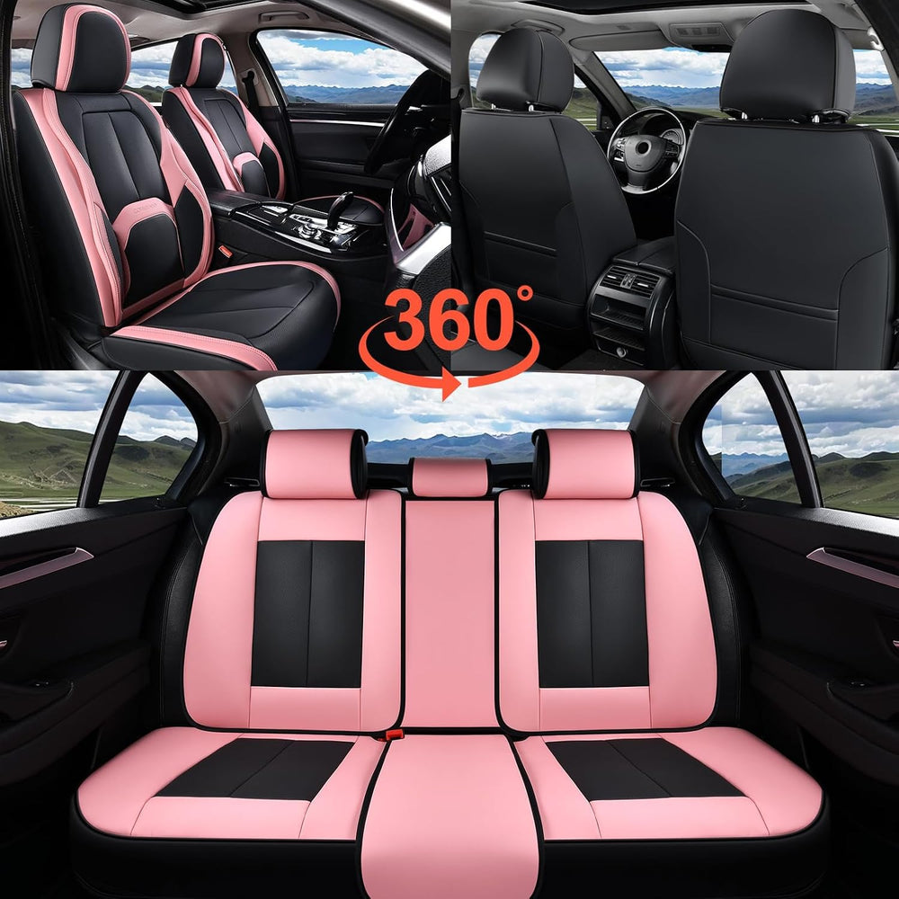 Coverado Car Seat Covers Full Set, Waterproof Nappa Leather Seat Covers for C...