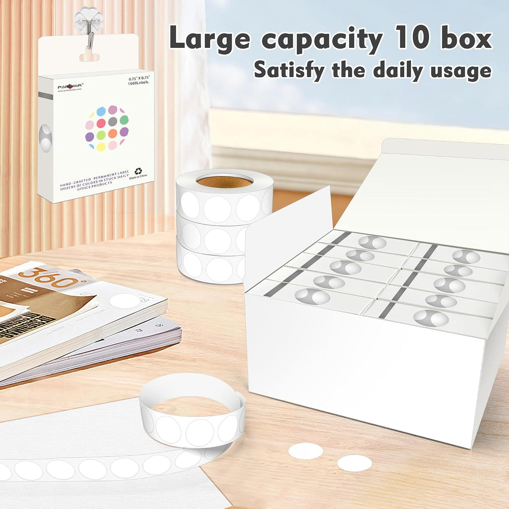 PARLAIM 3/4 Inch Roll Color Coding Labels,10000 per 10 Rolls Round Permanent ...