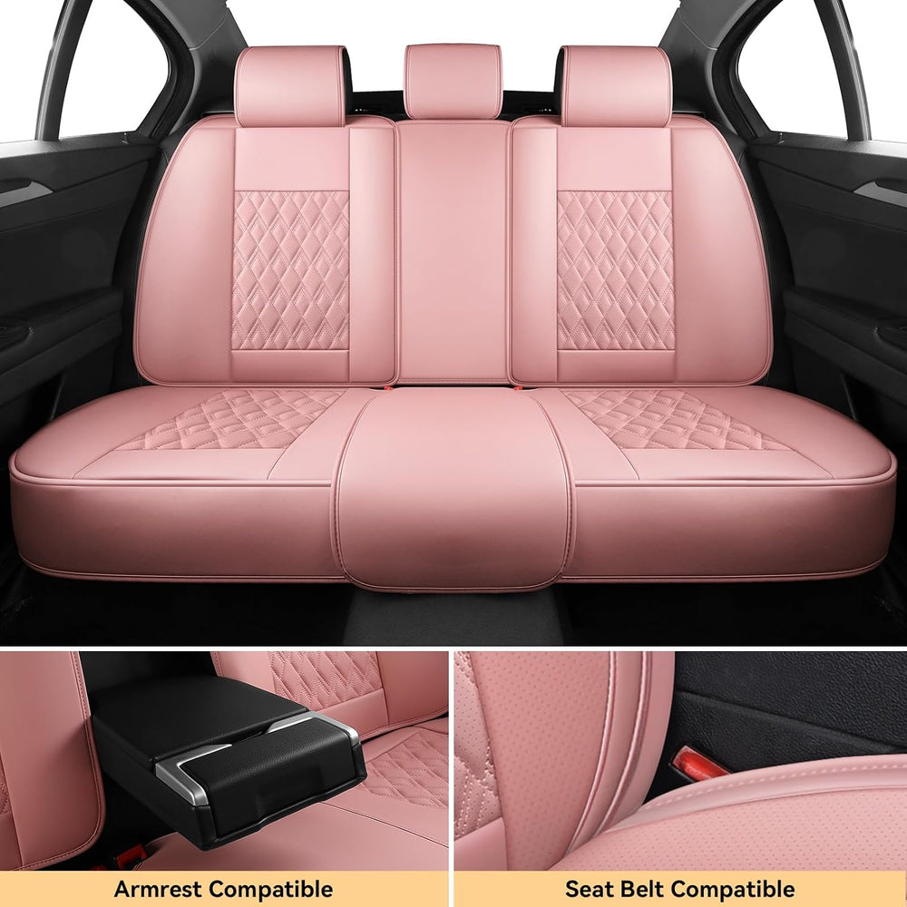 Car Seat Covers Full Set Pink, Leather seat covers, Universal Fit