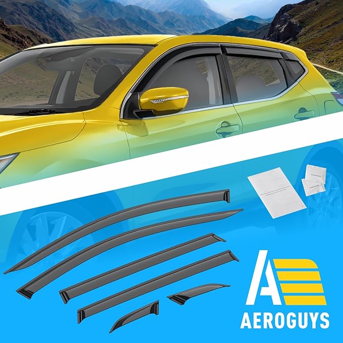 Extra Durable Window Deflectors Tape-On Window Visors Rain Guards Fit (6pcs)
