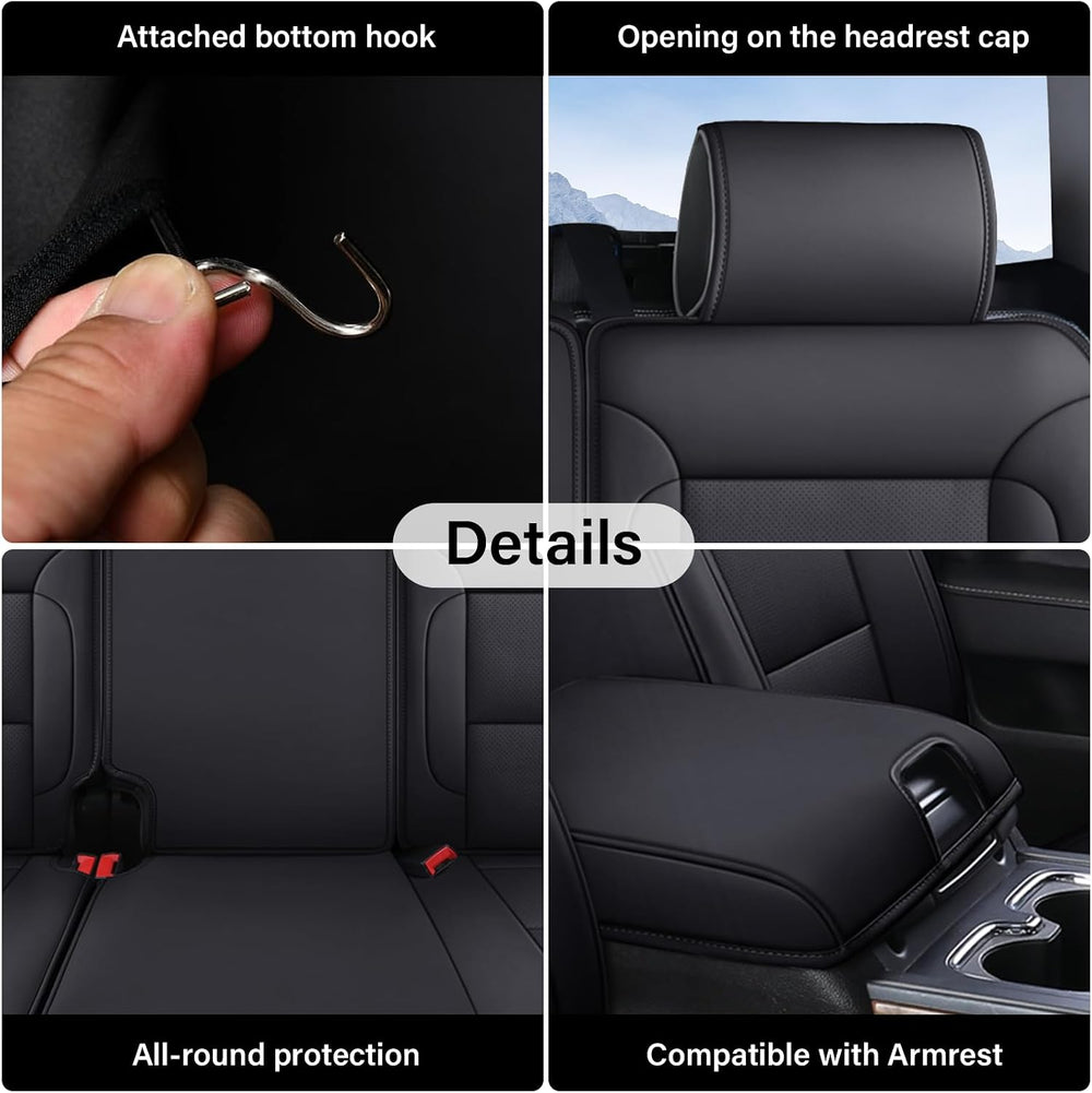 Coverado Silverado Rear Seat Covers, Faux Leather Car Seat Covers Fit for Che...
