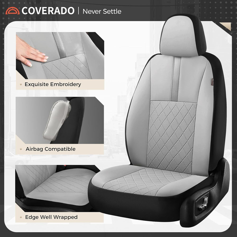 Coverado Car Seat Covers Front Pair, Automotive Leather Seat Covers for Car，U...