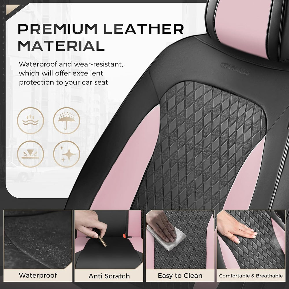 Coverado Car Seat Covers for Front Seats, Leather Seat Covers for Cars, Water...