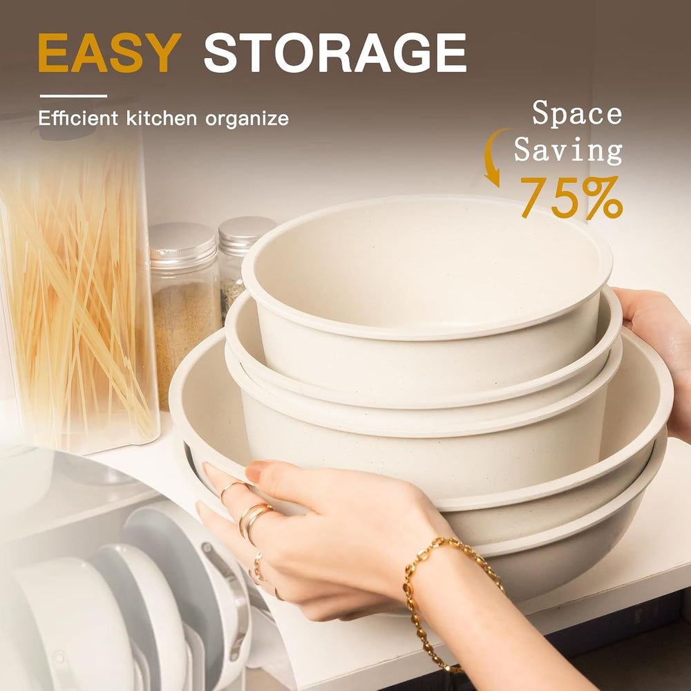 Astercook 21 Pcs Pots and Pans Set Non Stick, Ceramic Cookware Set Detachable...