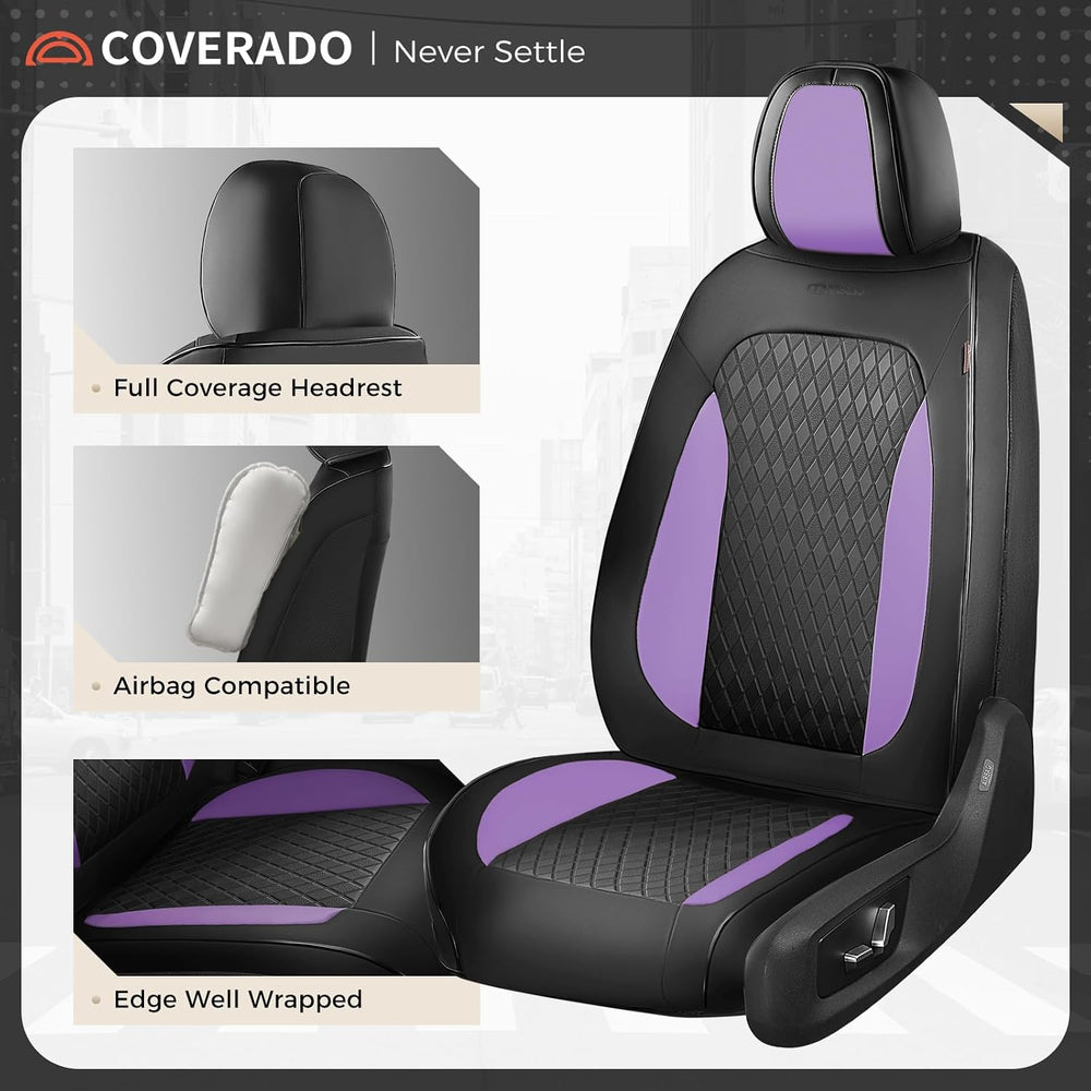 Coverado Car Seat Covers Full Set, Leather Seat Covers for Cars, Waterproof C...