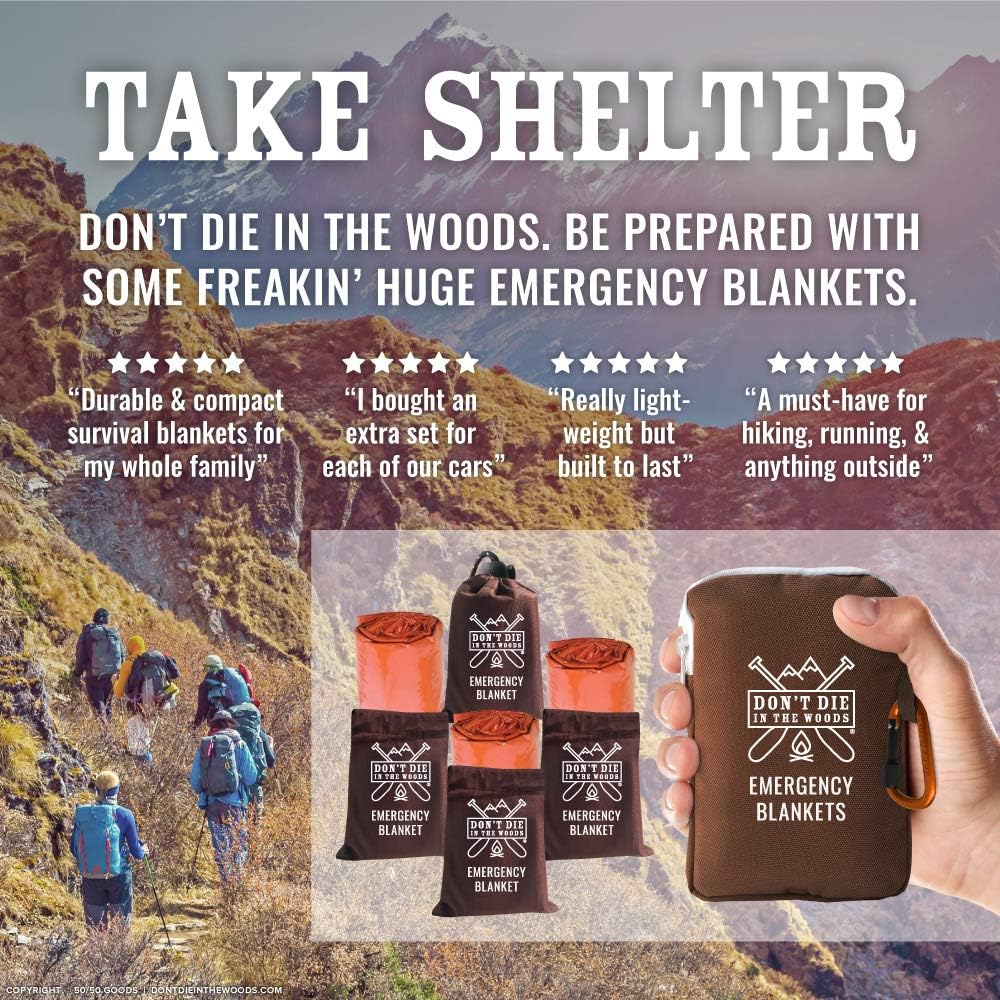 Don’t Die in The Woods – Freakin’ Huge Emergency Blankets [Orange]