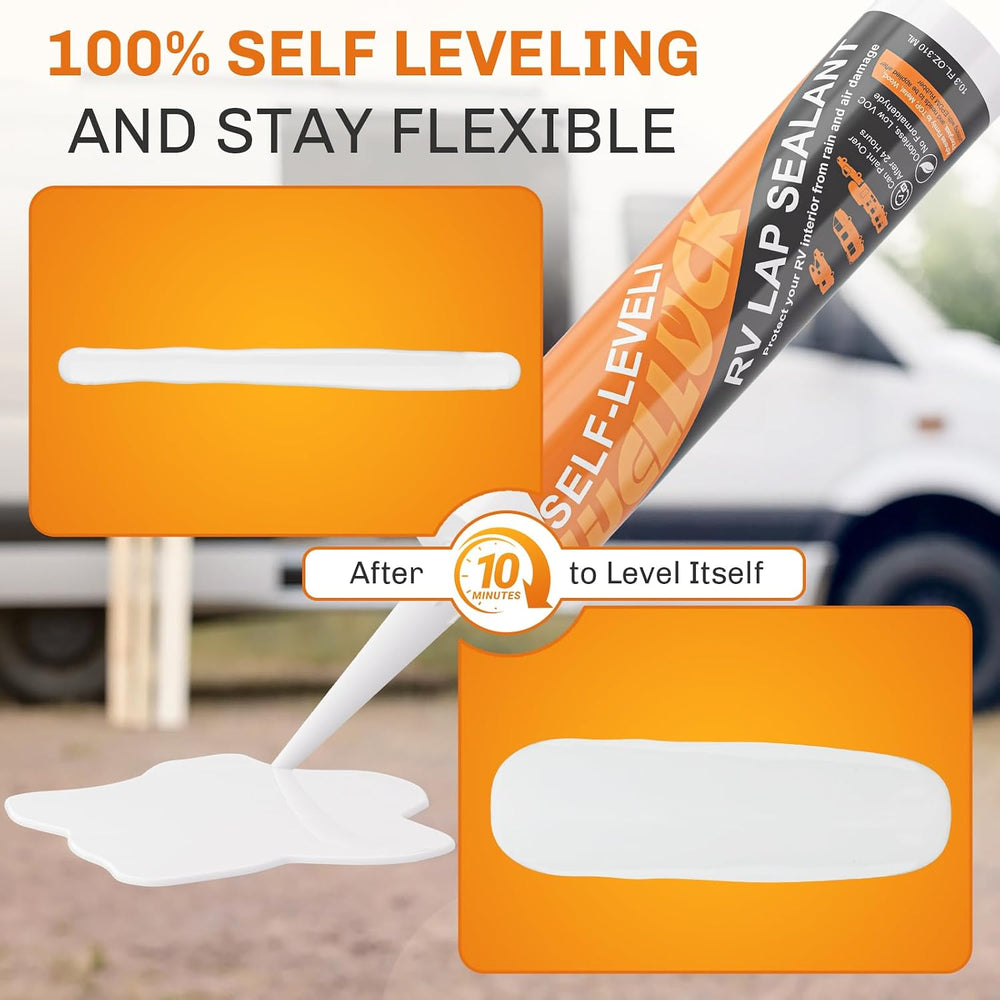 WELLUCK 6PC RV Roof Sealant Self Leveling Lap for RV Roofs, White Flexible Re...