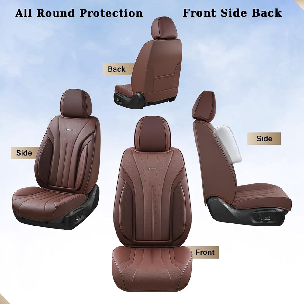 Coverado Front and Back Car Seat Covers, Leather Seat Cover for Cars, Automot...