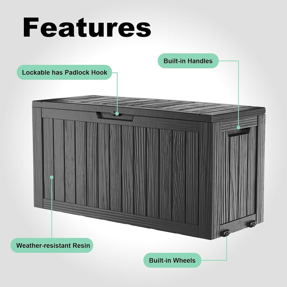 150 Gallon Large Outdoor Storage Box with Wheels, Black