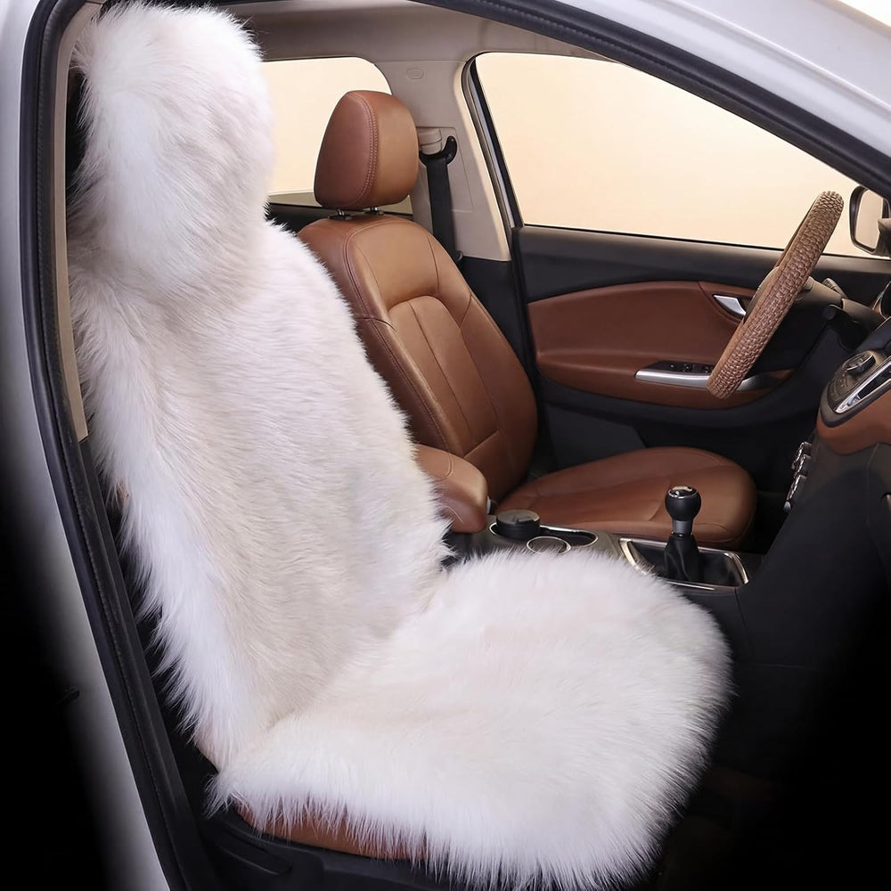 FAUX Sheepskin Car Seat Cover, Fluffy Fuzzy Premium Comfortable Soft Auto Sea...