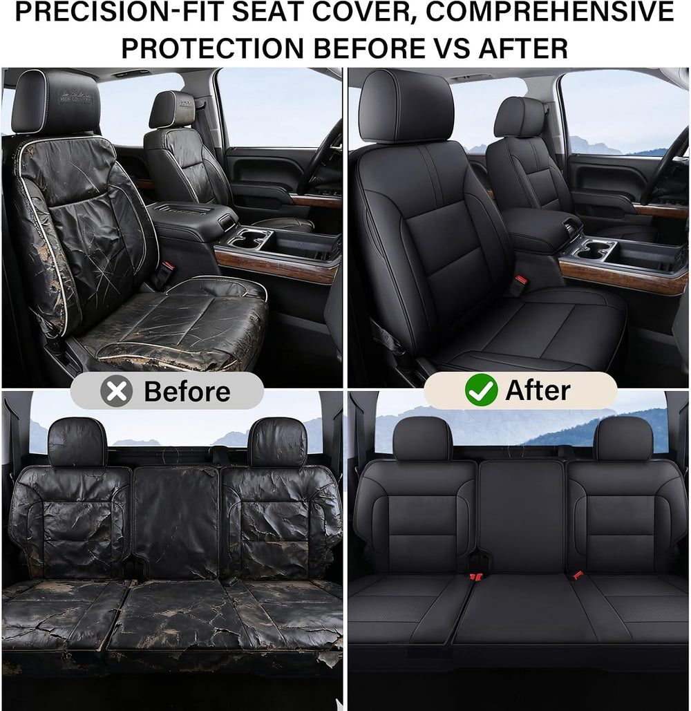Coverado Silverado Rear Seat Covers, Faux Leather Car Seat Covers Fit for Che...