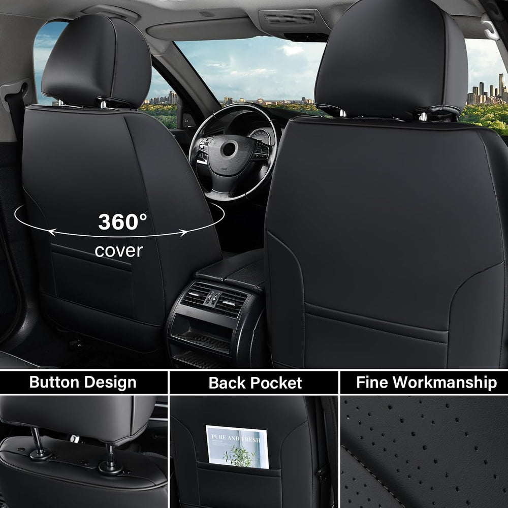 Coverado Car Seat Covers Full Set, Waterproof Nappa Leather Seat Cover for Ca...