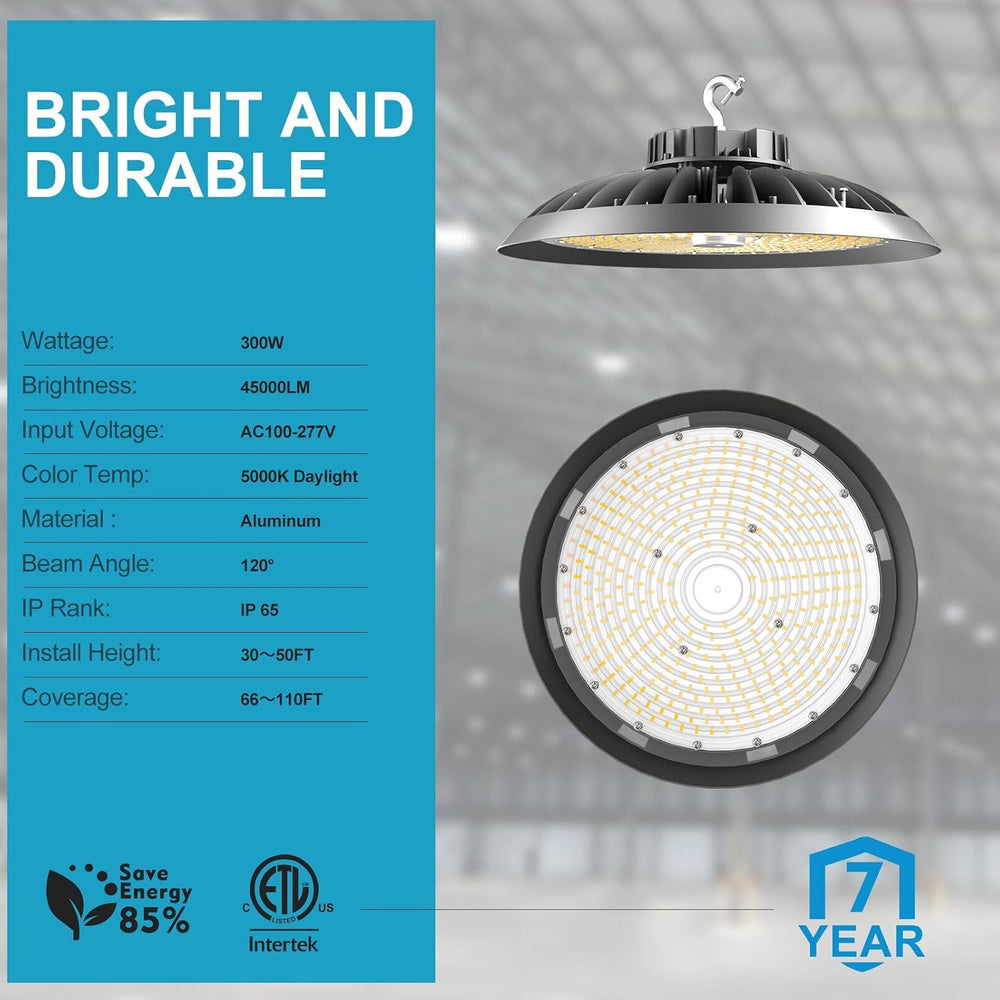 Lightdot 6Pack LED High Bay Light 300W（340x1W） 45000lm (Eqv.1200W MH/HPS) AC1...