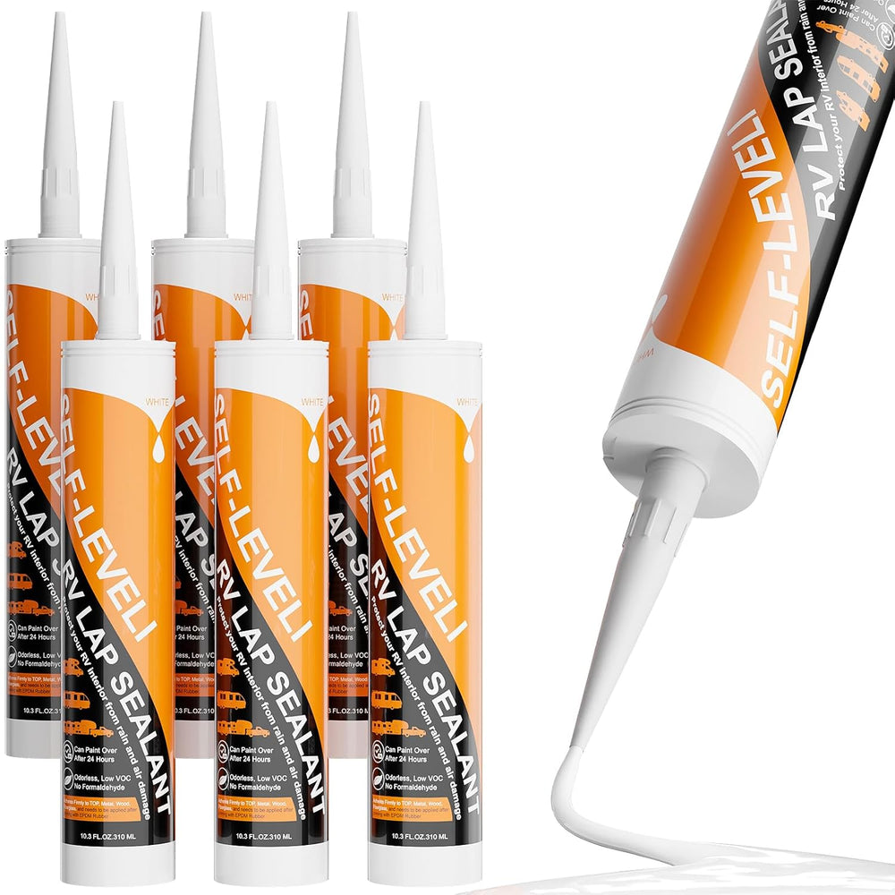 WELLUCK 6PC RV Roof Sealant Self Leveling Lap for RV Roofs, White Flexible Re...