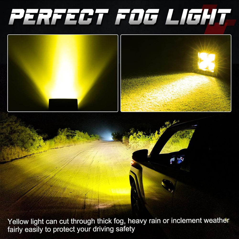 OFFROADTOWN Yellow LED Cubes 2PCS 3 Inch 100W CREE LED Pods Ditch Lights
