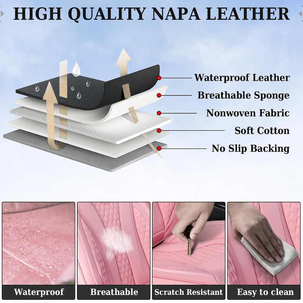 Coverado Car Seat Covers, Back Car Seat Cover, 3-Pieces Leather Seat Cover, L...