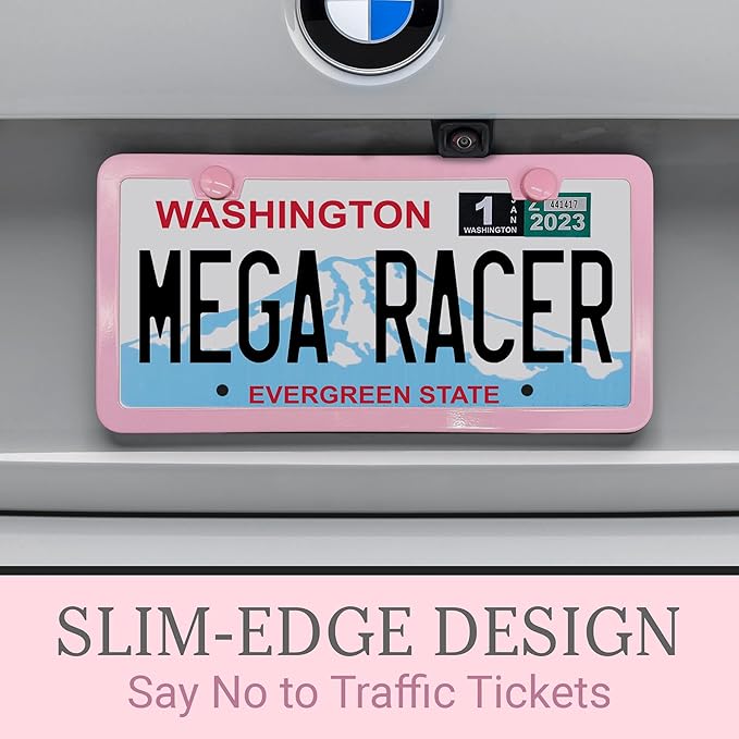 Premium Princess Pink License Plate Frames – 2 Pack, Rust-Free Stainless Steel