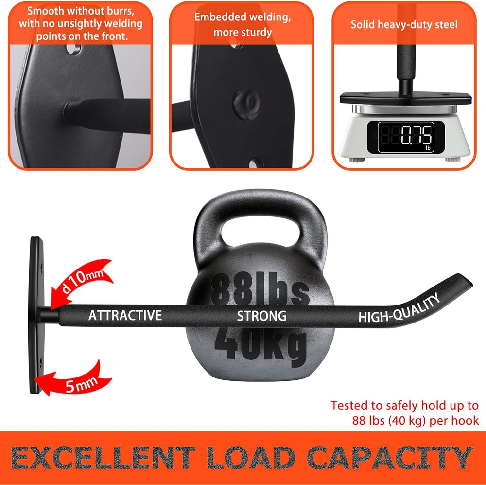 8 Pack 10-Inch Heavy Duty Garage Hooks, Tire Wall Mount, Black