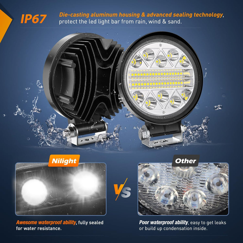 Nilight 2PCS 4.5 Inch LED Pods 69W Round Spot Flood Combo Work Lights