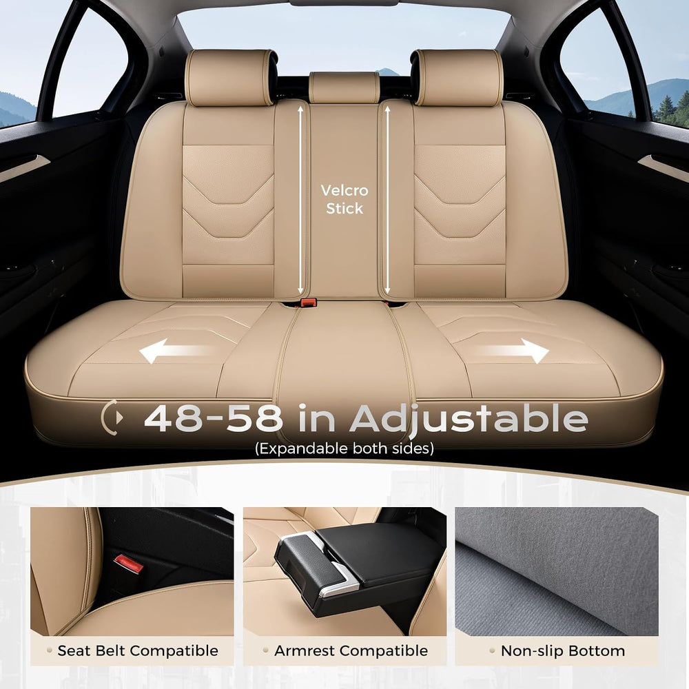 Coverado Car Seat Cover Full Set, Front and Rear Seat Cover for Car, Leather ...
