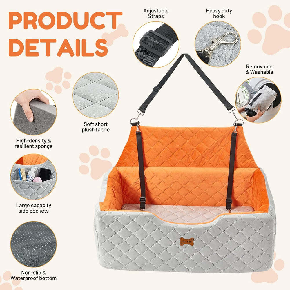 Dog Car Seat for Large Medium Dogs up to 55 lbs, Gray