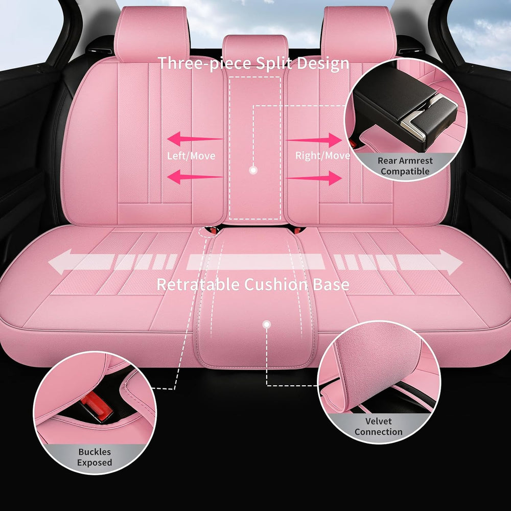 Car Seat Covers Full Set Fit for Honda CRV 2017-2026, Pink
