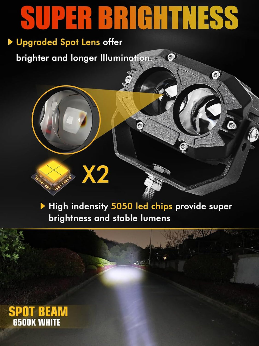 MAYELLO 4 Inch Led Pods Square Led Pod Lights 60W White Spot Beam