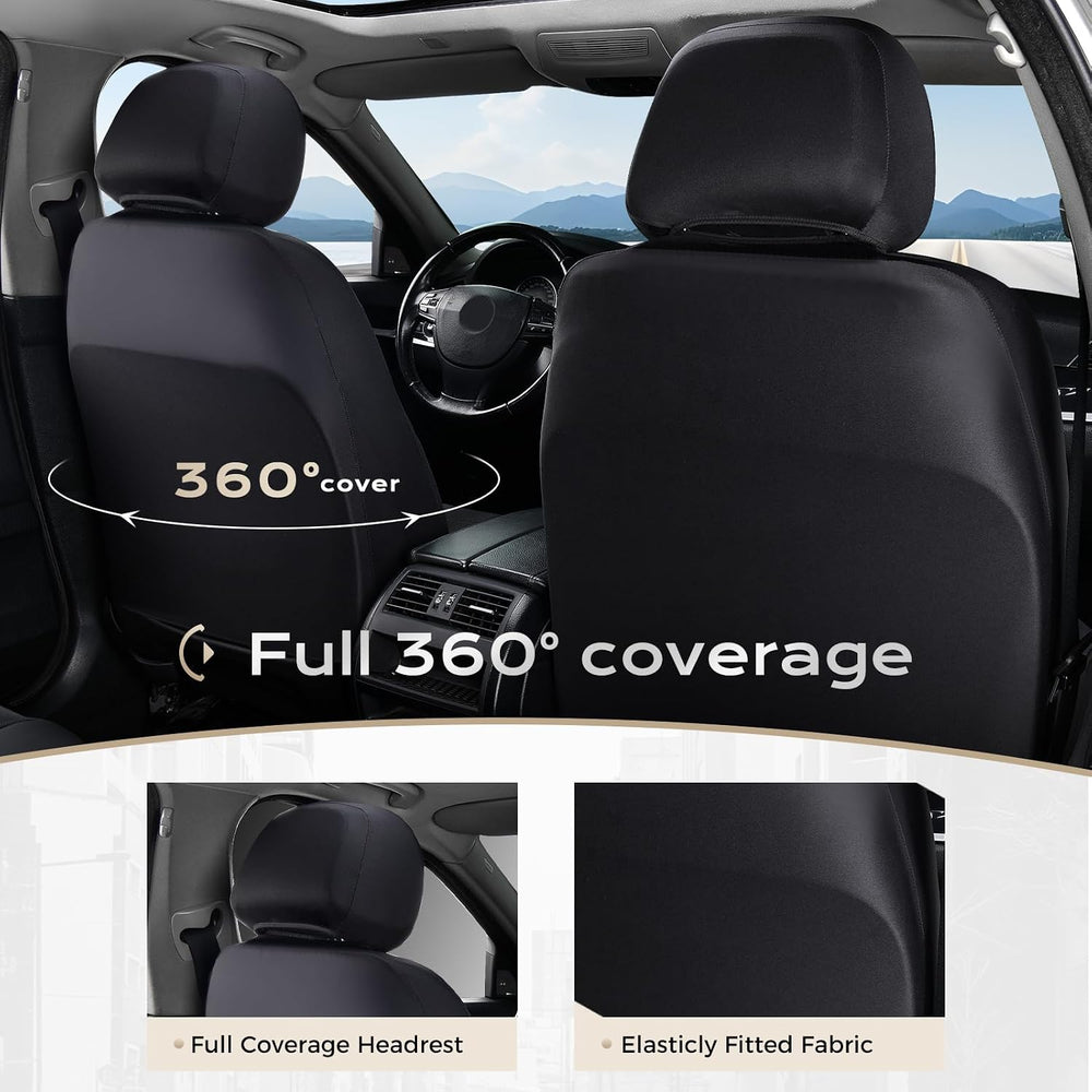 Coverado Leather and Air Mesh Seat Cover, Car Seat Cover Full Set, 3D Breatha...