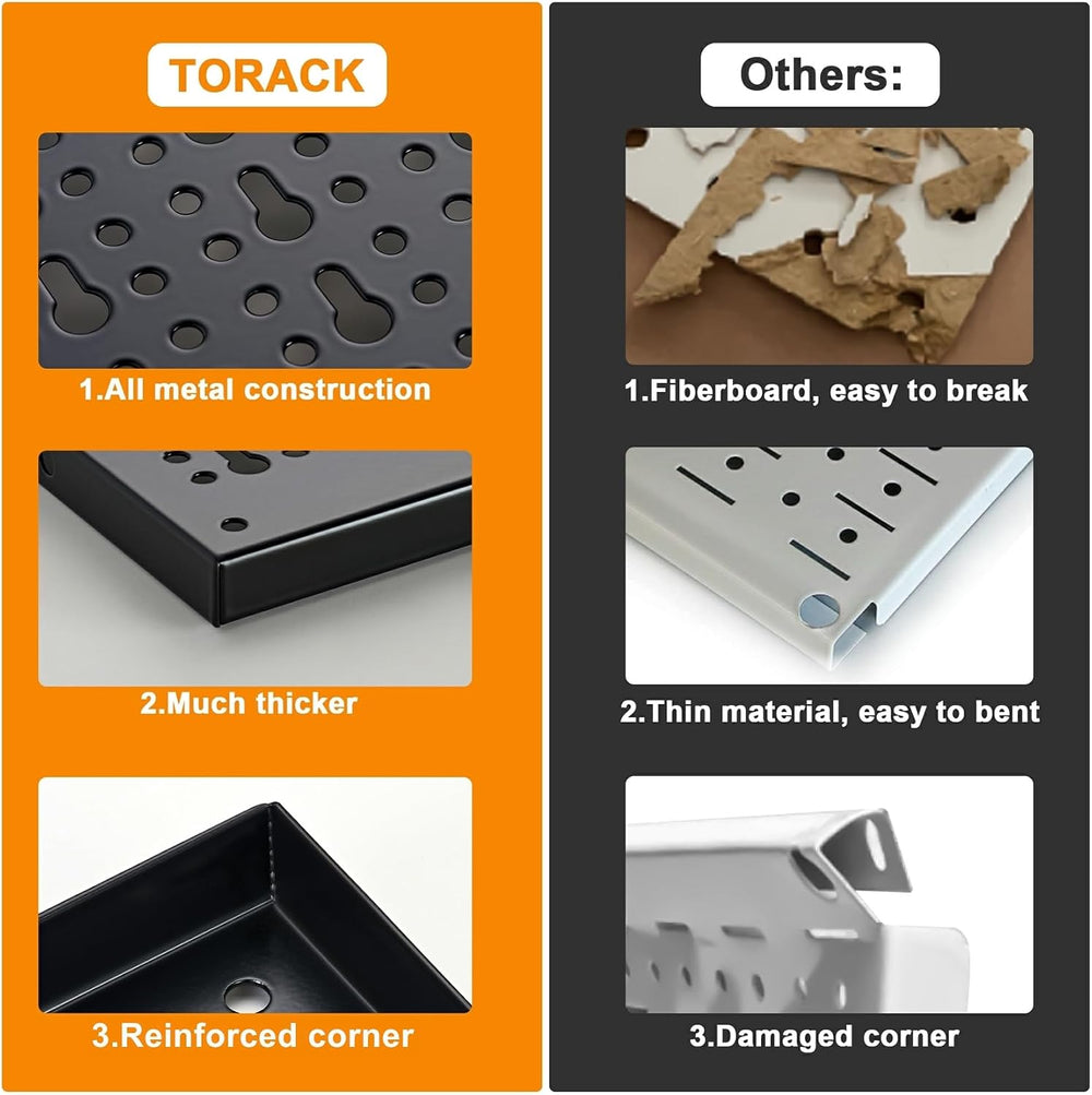 TORACK Metal Pegboard Wall Organizer System 24x48 in, 109 PCS Pegboard Kit