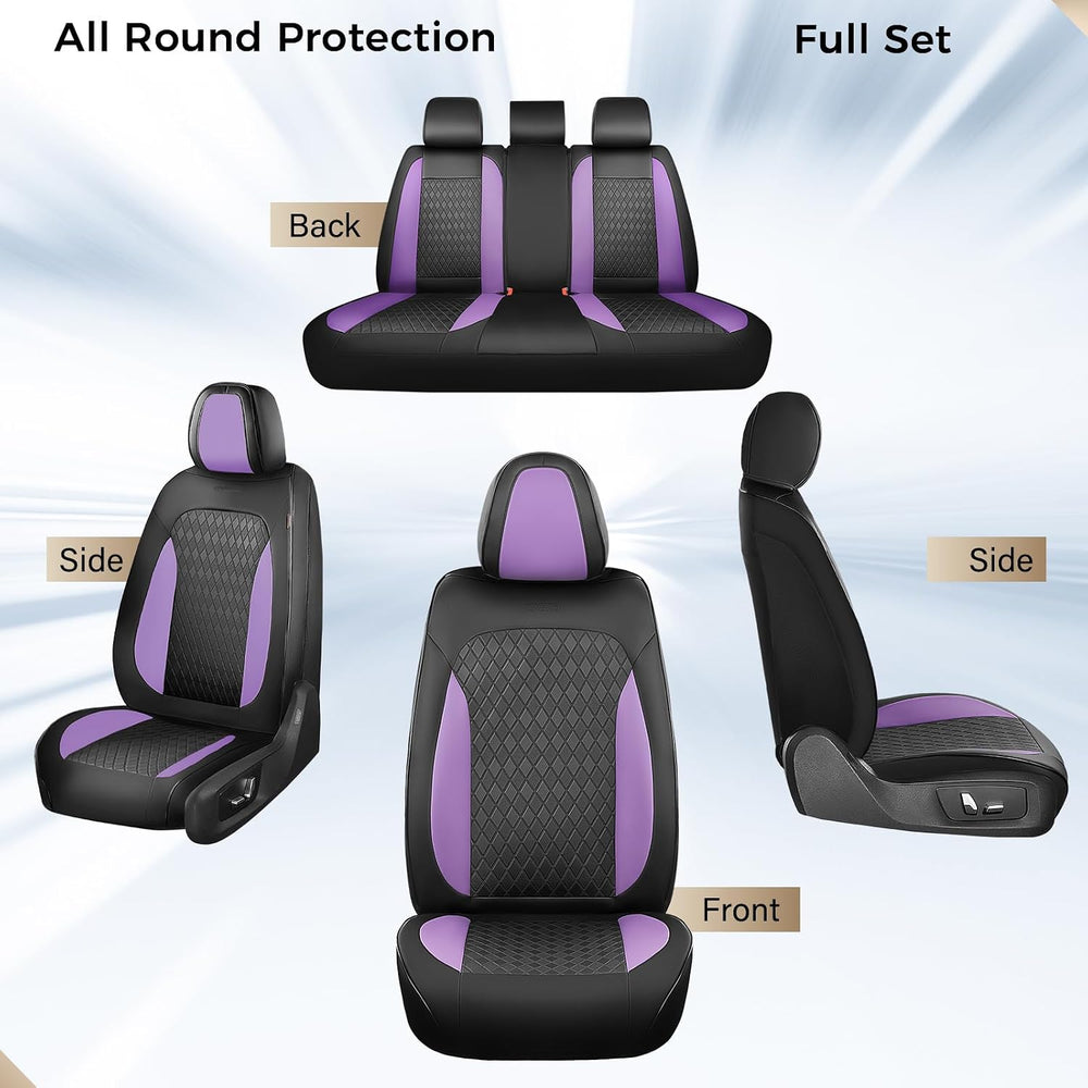 Coverado Car Seat Covers Full Set, Leather Seat Covers for Cars, Waterproof C...