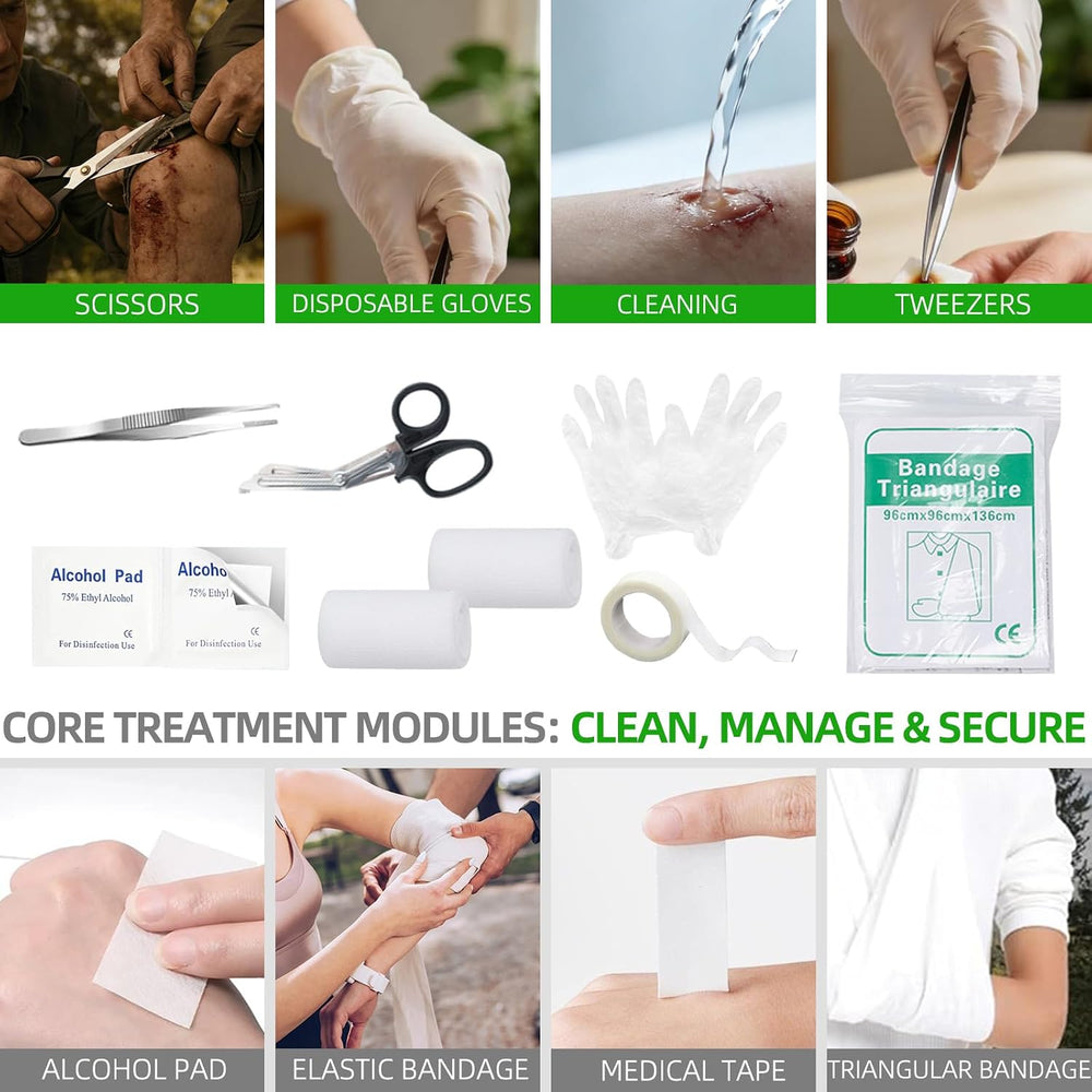 First Aid Kit for Car,Travel,Home- Includes Zip Stitch Wound Closure Strips (...