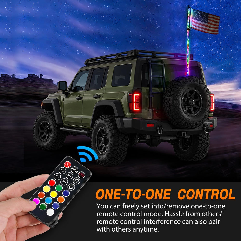 Nilight 1PC 3FT Spiral RGB LED Whip Light, Ultra Bright Lighted Antenna