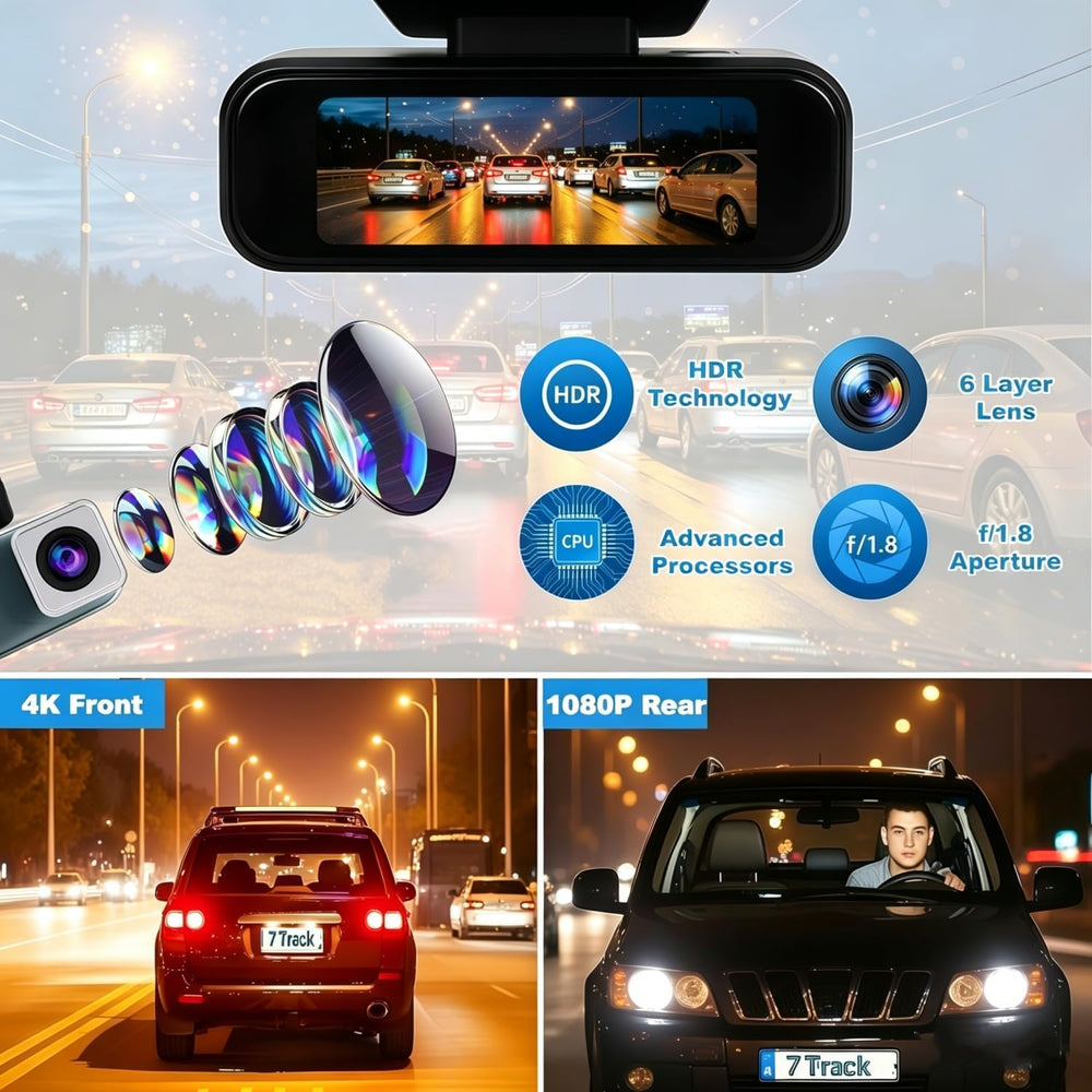 Car Camera -Dash Cam Front Rear,4k+1080P Dash Camera for Cars with WiFi App