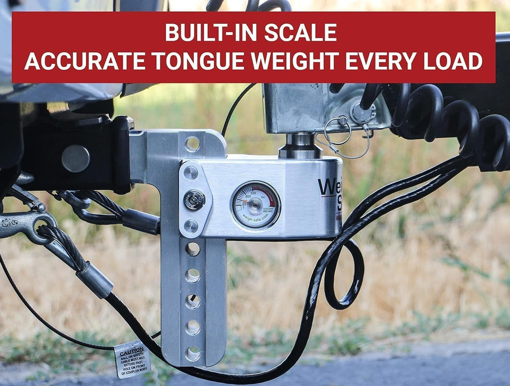 Weigh Safe Aluminum Adjustable Trailer Hitch - Towing Hitch with Built-In Ton...