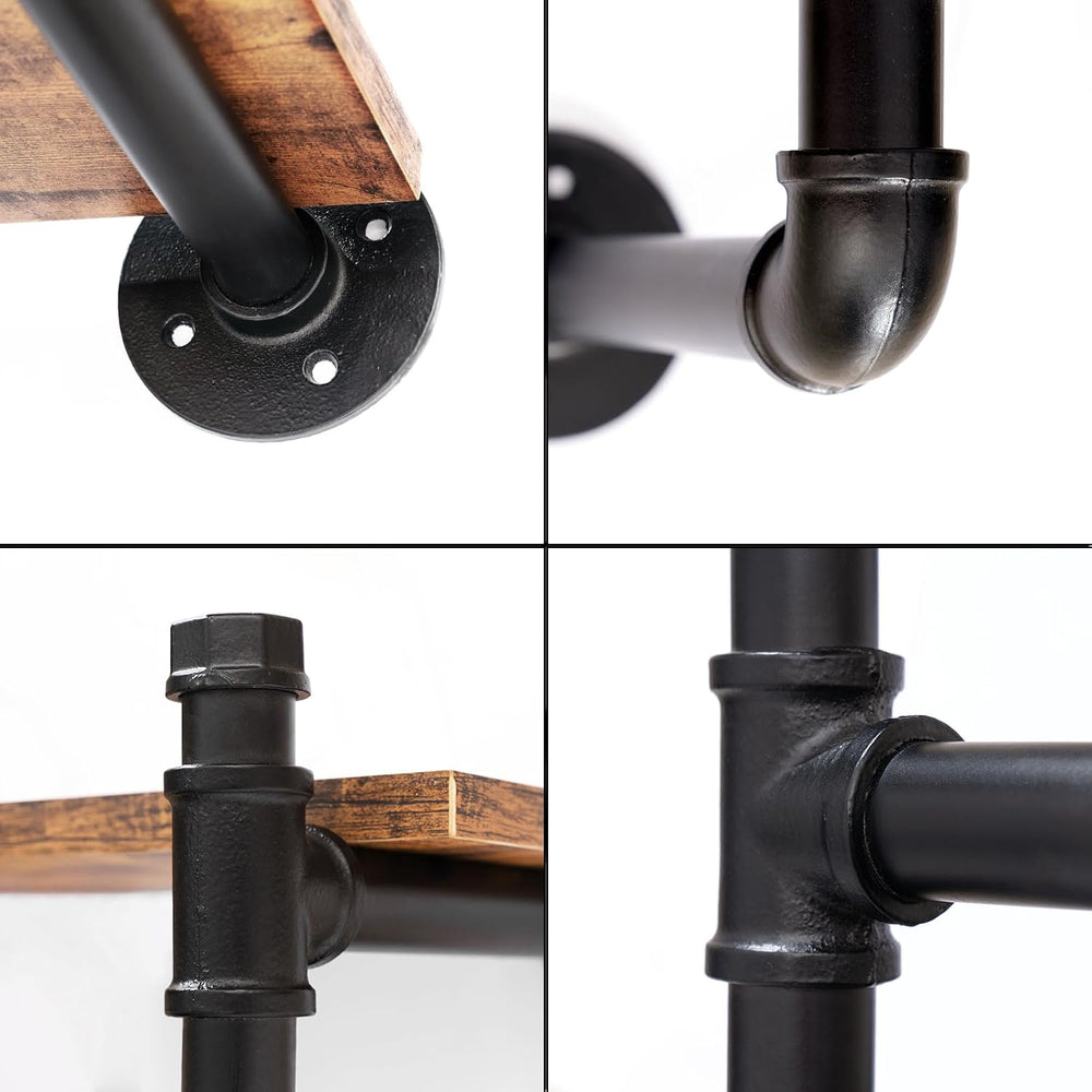 Industrial Pipe Clothing Rack,Wall Mounted Clothes Rack with Shelf