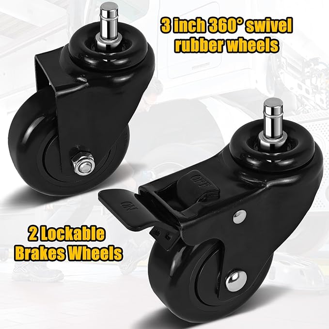 Rolling Shop Stool with Wheels, Heavy Duty Garage Work Mechanic Stool with
